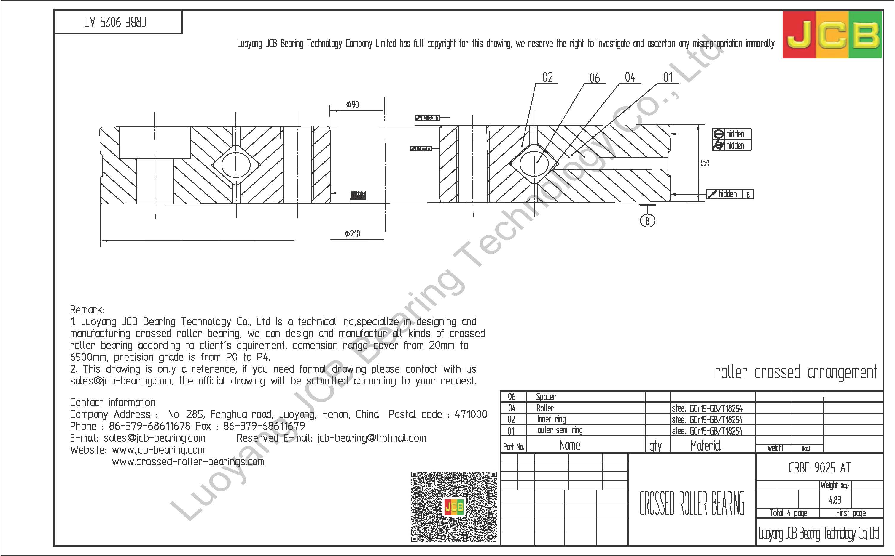 crossed roller bearing IKO CRBF 9025 AT - CROSSED ROLLER BEARING